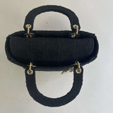 Dior £4200 Black Canvas Lady D-Lite Medium Bag & Two Straps