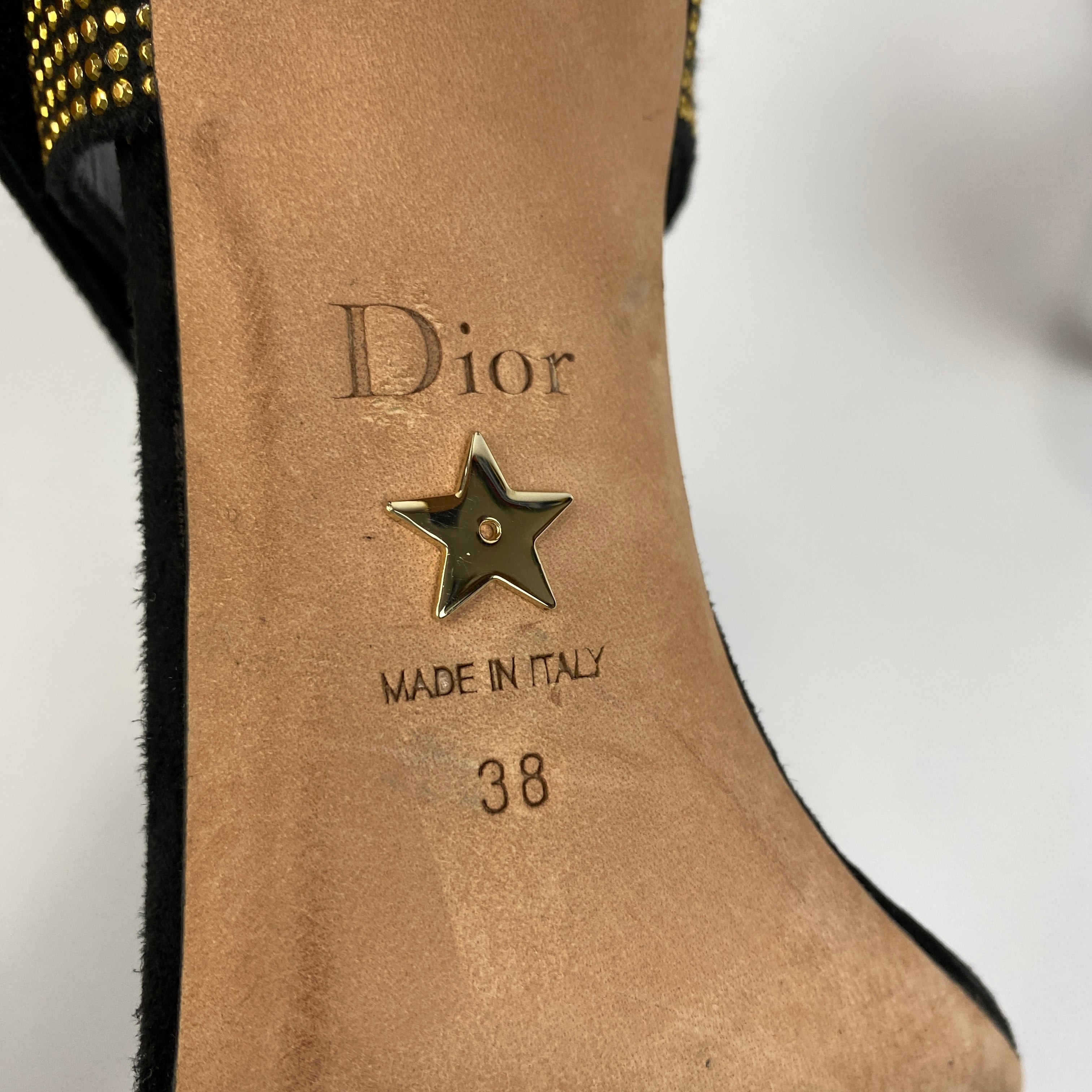 Christian Dior £695 Black & Gold Couture Choc Sandals 38