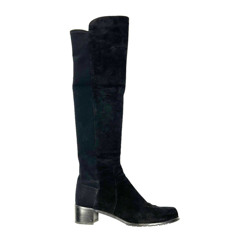Stuart Weitzman £635 Black Suede Flat City Boots 39