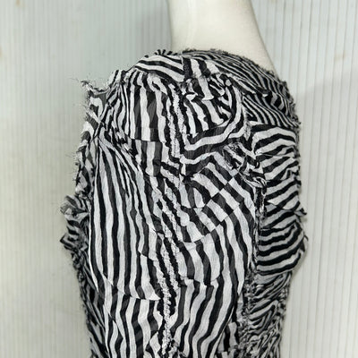 Isabel Marant Etoile Monochrome Stripe Chiffon Ruche Top M