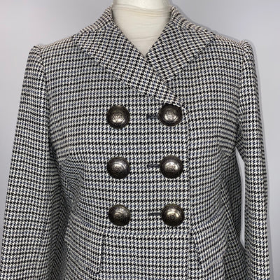 Alexander McQueen £2165 Houndstooth Check Double Breasted Coat XS