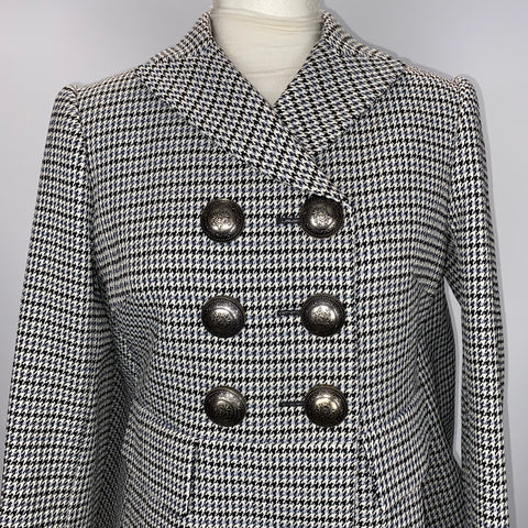 Alexander McQueen £2165 Houndstooth Check Double Breasted Coat XS