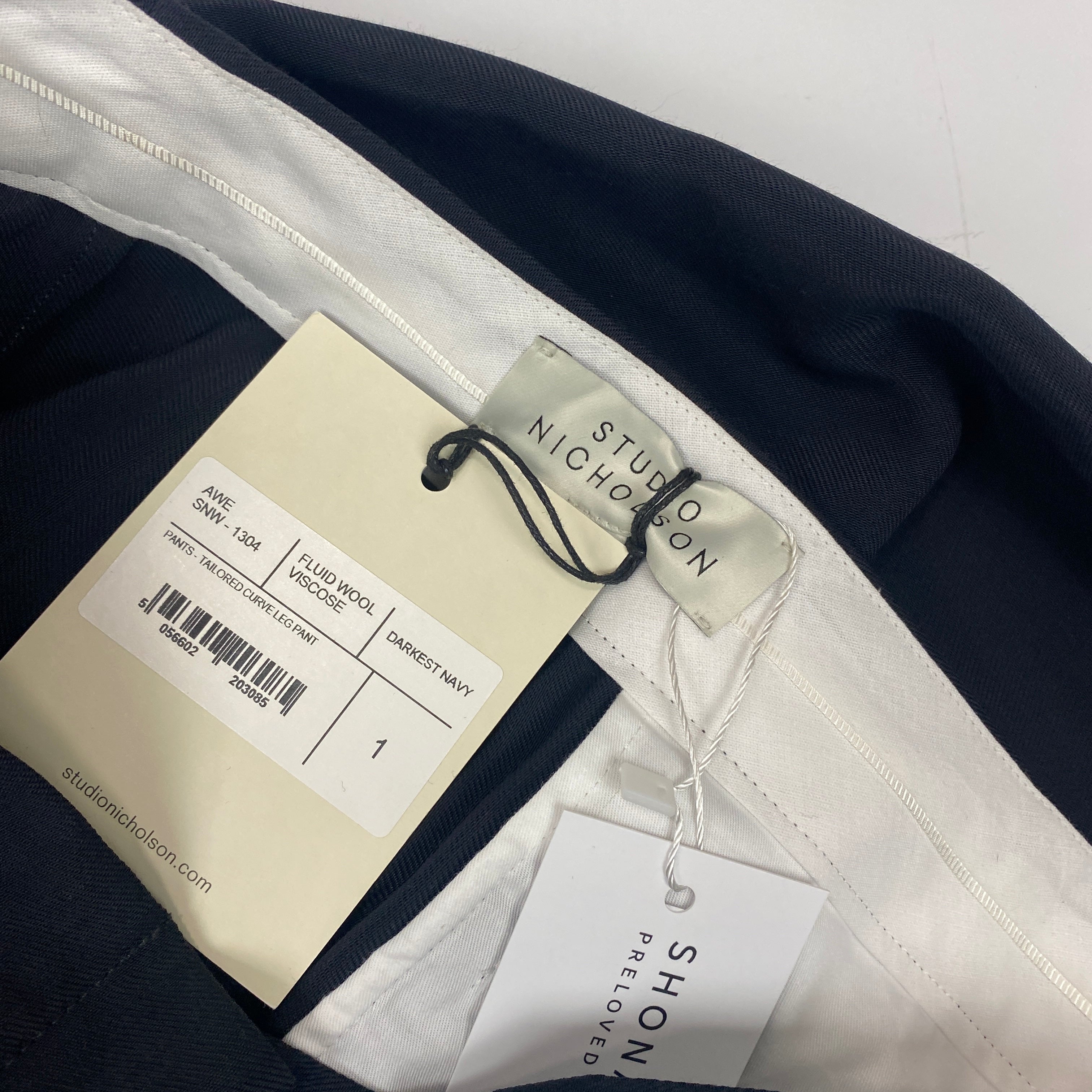 Studio Nicholson New £450 Darkest Navy Tailored Curve Leg Pants S