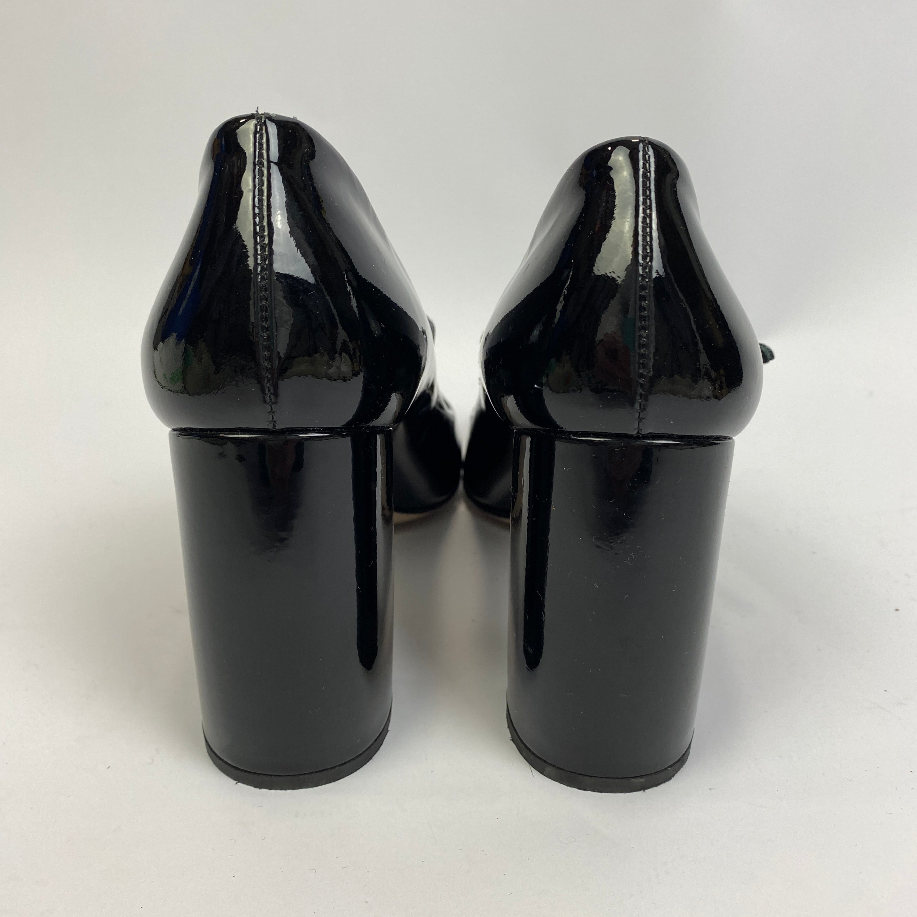 Miu Miu Black Patent Maryjane Block Heels 38