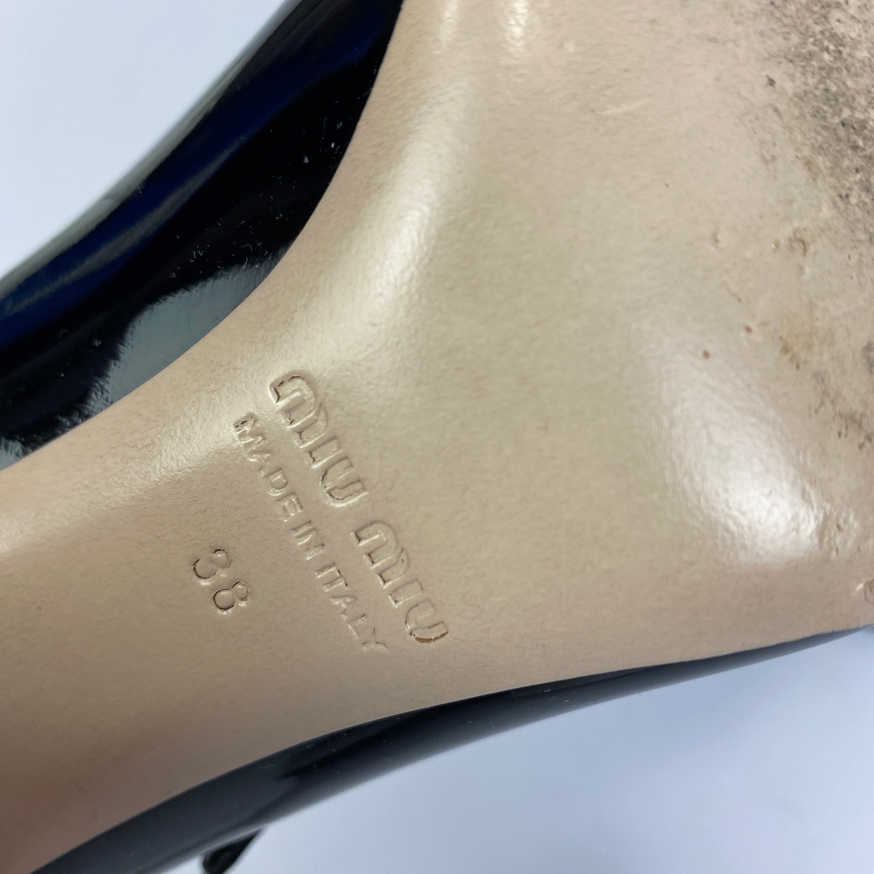 Miu Miu Black Patent Maryjane Block Heels 38