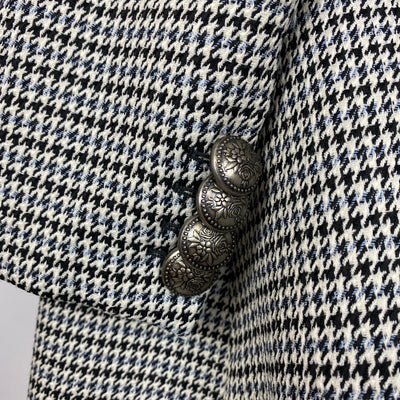 Alexander McQueen £2165 Houndstooth Check Double Breasted Coat XS