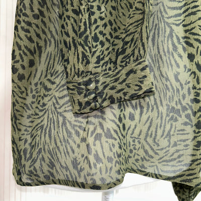 Paige Khaki Silk Chiffon Blouse XS