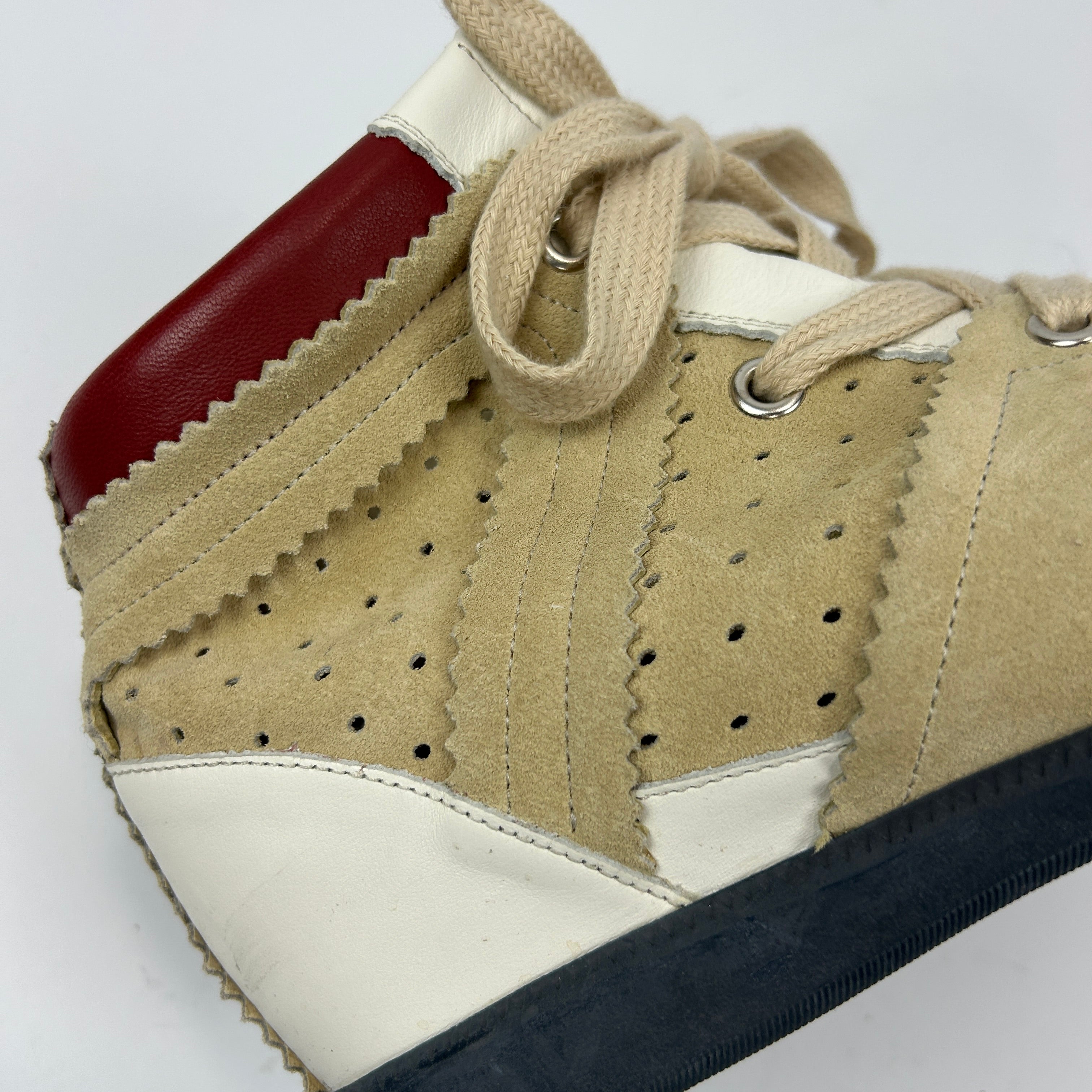 Isabel Marant £480 Cream & White Suede Bobby Wedge Trainers 40