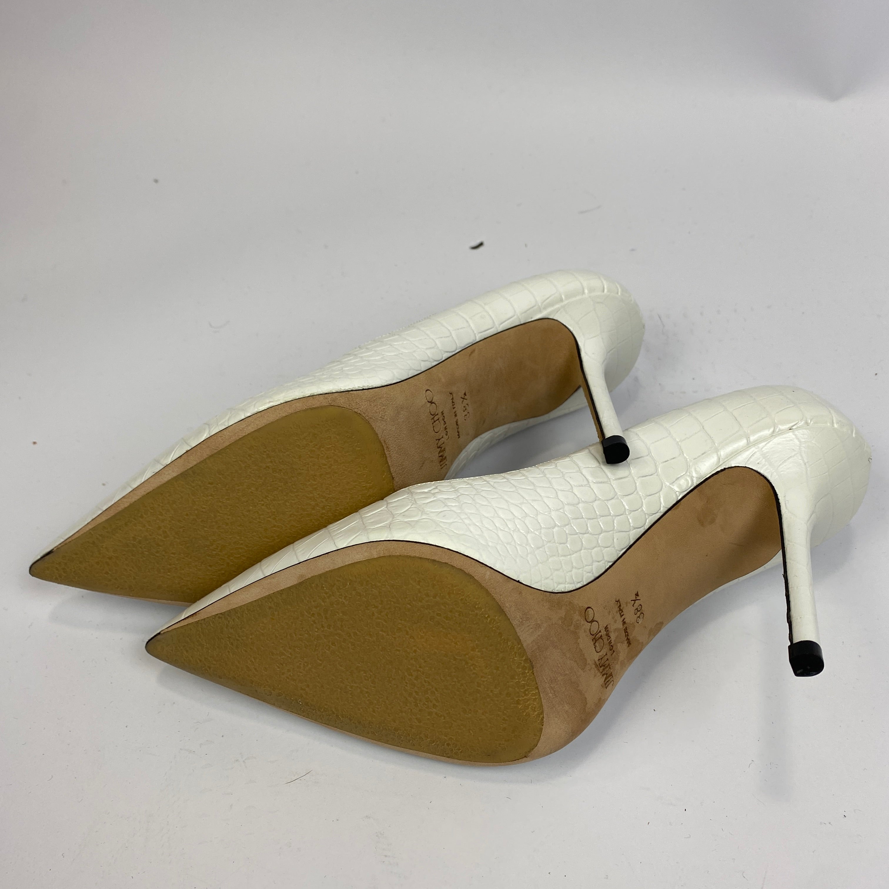 Jimmy Choo New £480 Bright White Croc Love 100 Heels 38.5