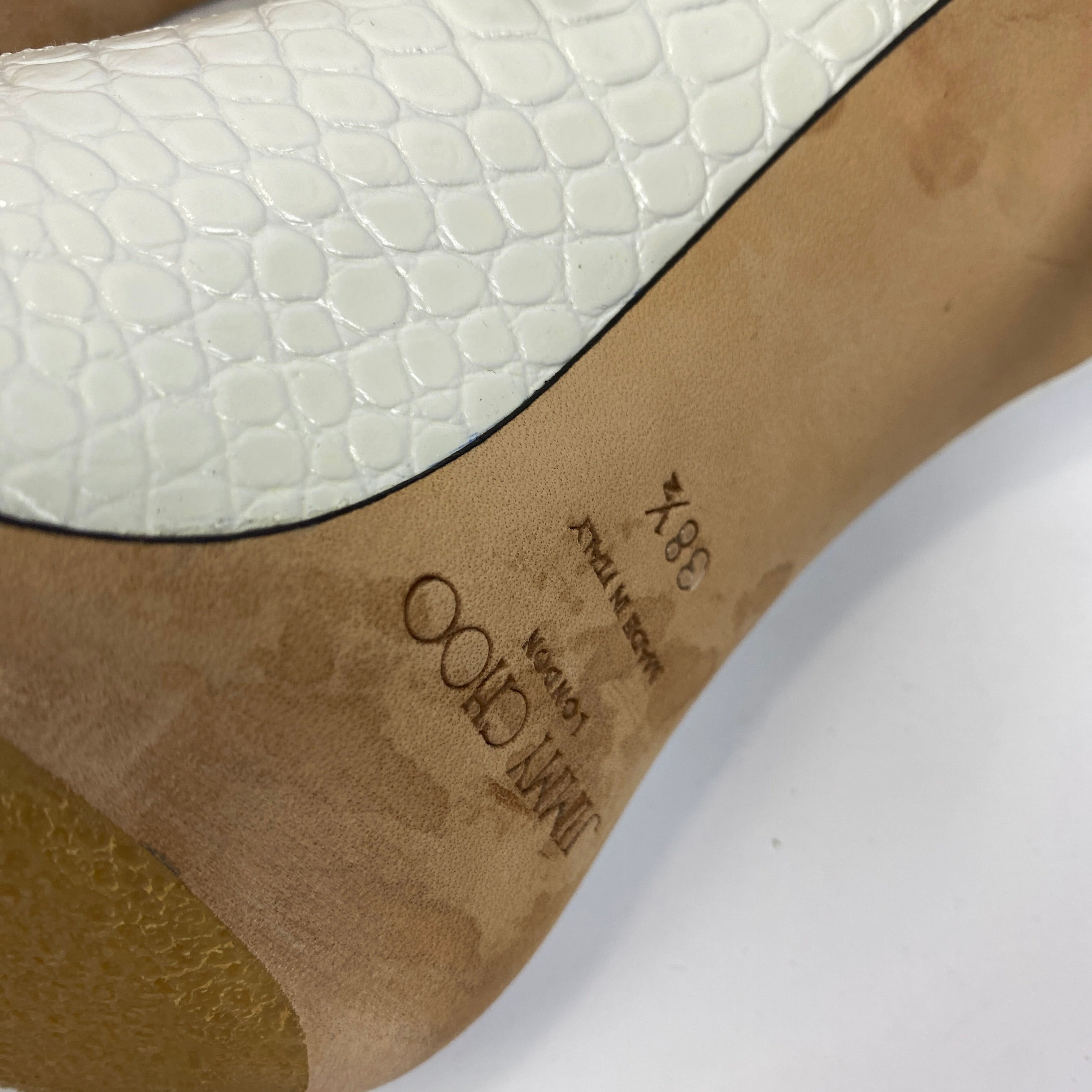 Jimmy Choo New £480 Bright White Croc Love 100 Heels 38.5