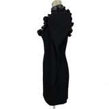 Alessandra Rich £1300 Brand New Black Crepe Crystal Yoke Mini Dress XS