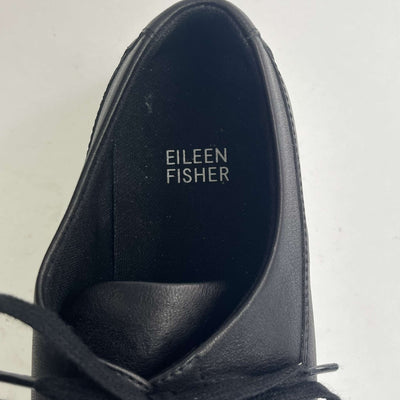 Eileen Fisher Black Leather Penni Lightweight Trainers 37.5