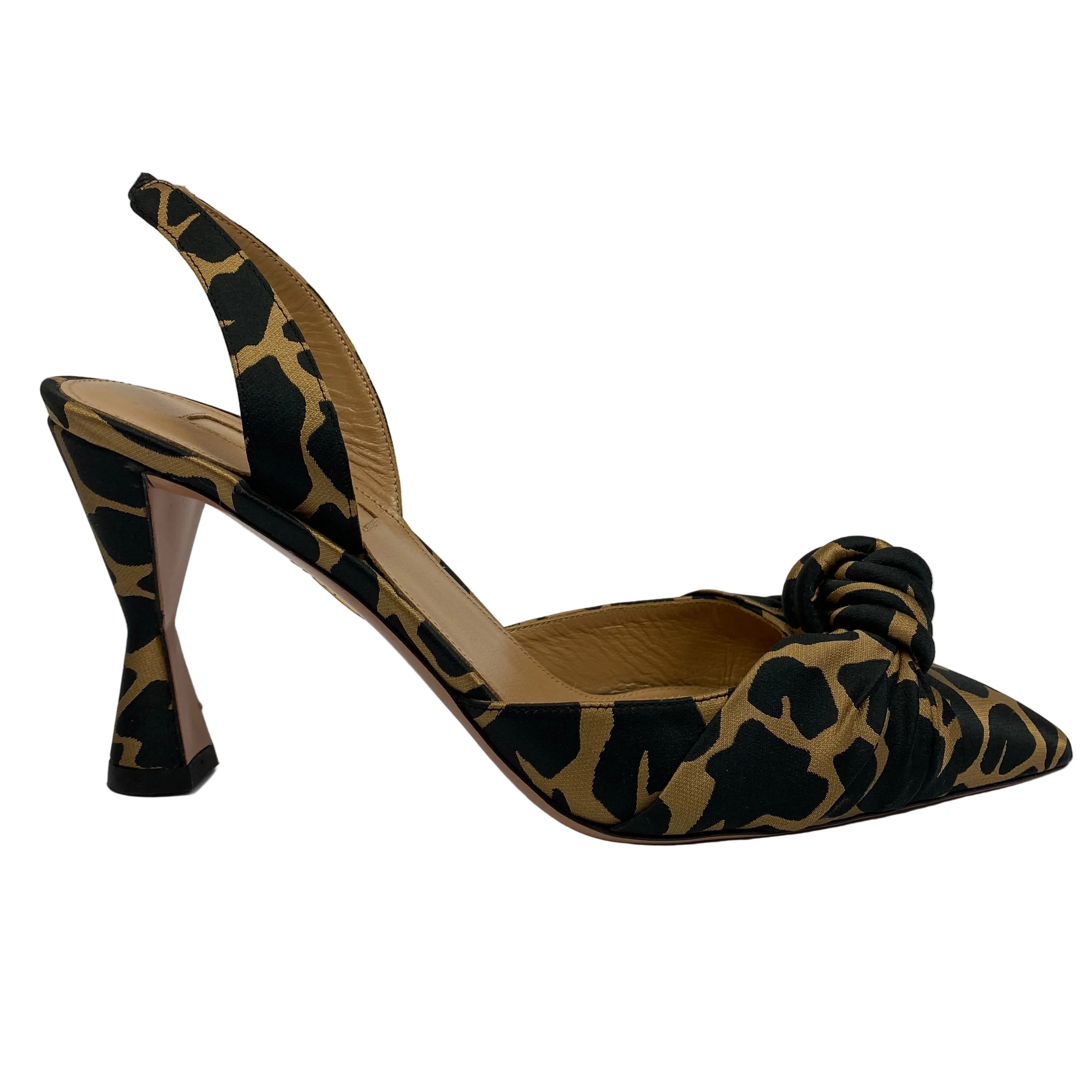 Aquazzura New $850 Leopard Silk Kiki 85 Slingbacks 38