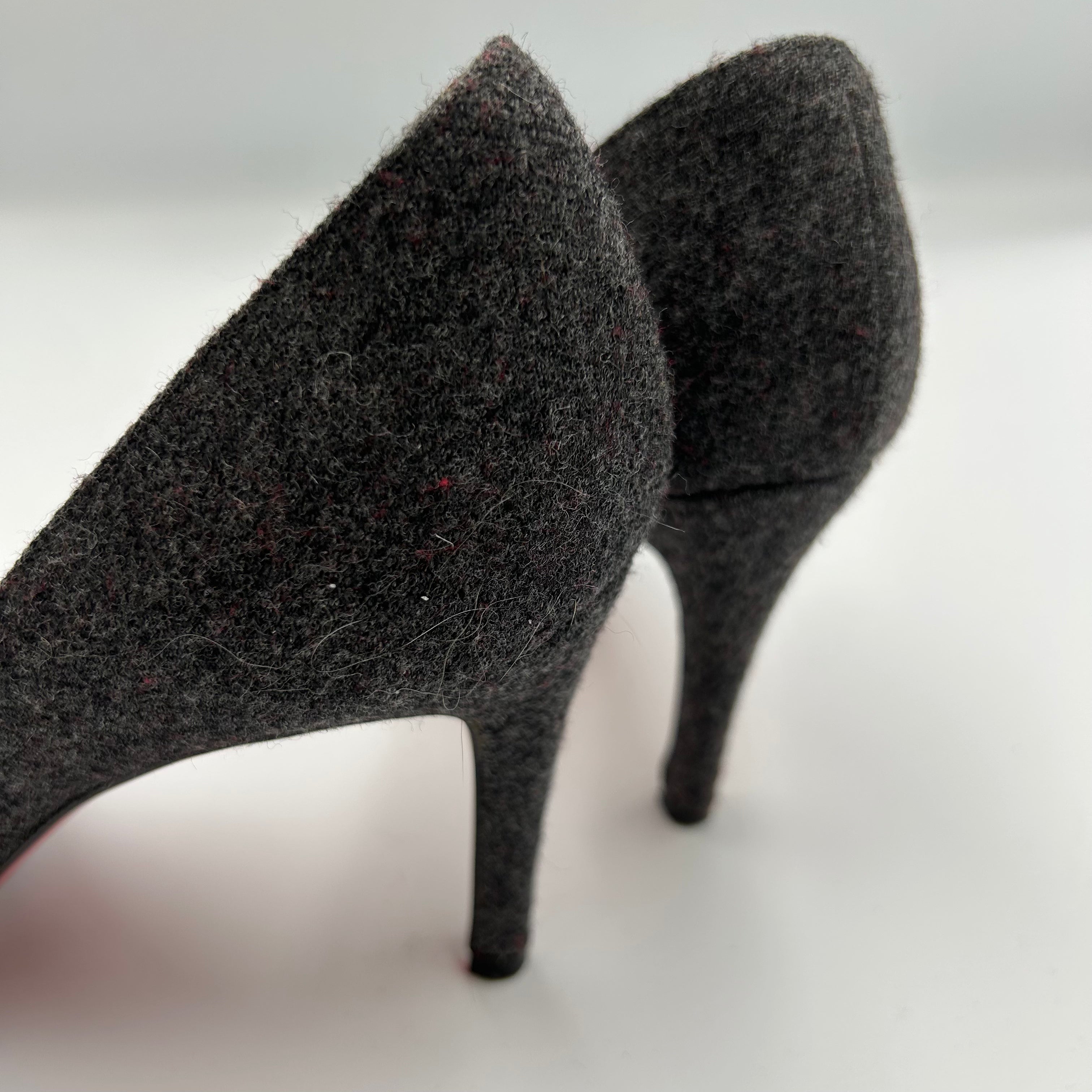 Christian Louboutin Grey Wool Flannel Heels 36.5