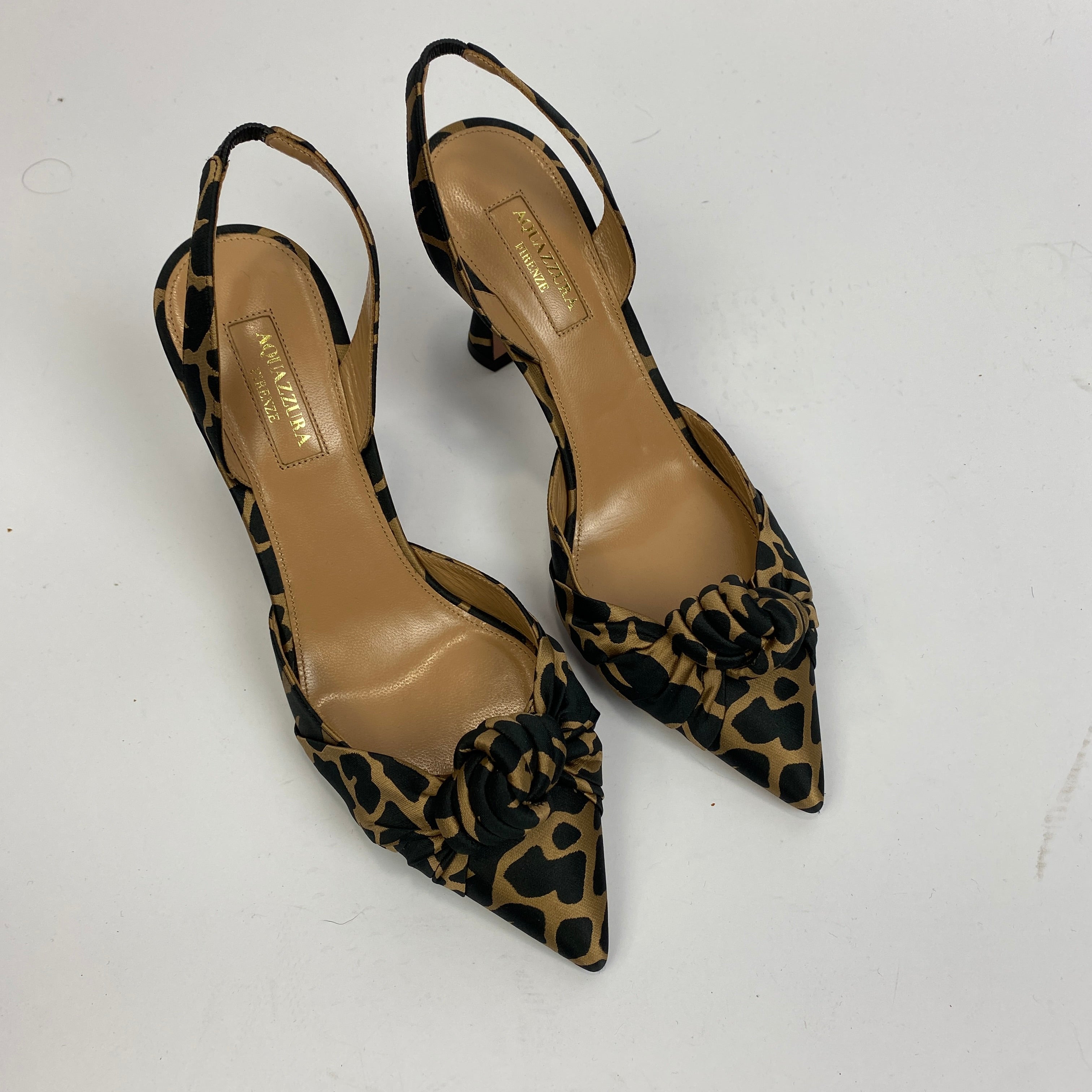 Aquazzura New $850 Leopard Silk Kiki 85 Slingbacks 38