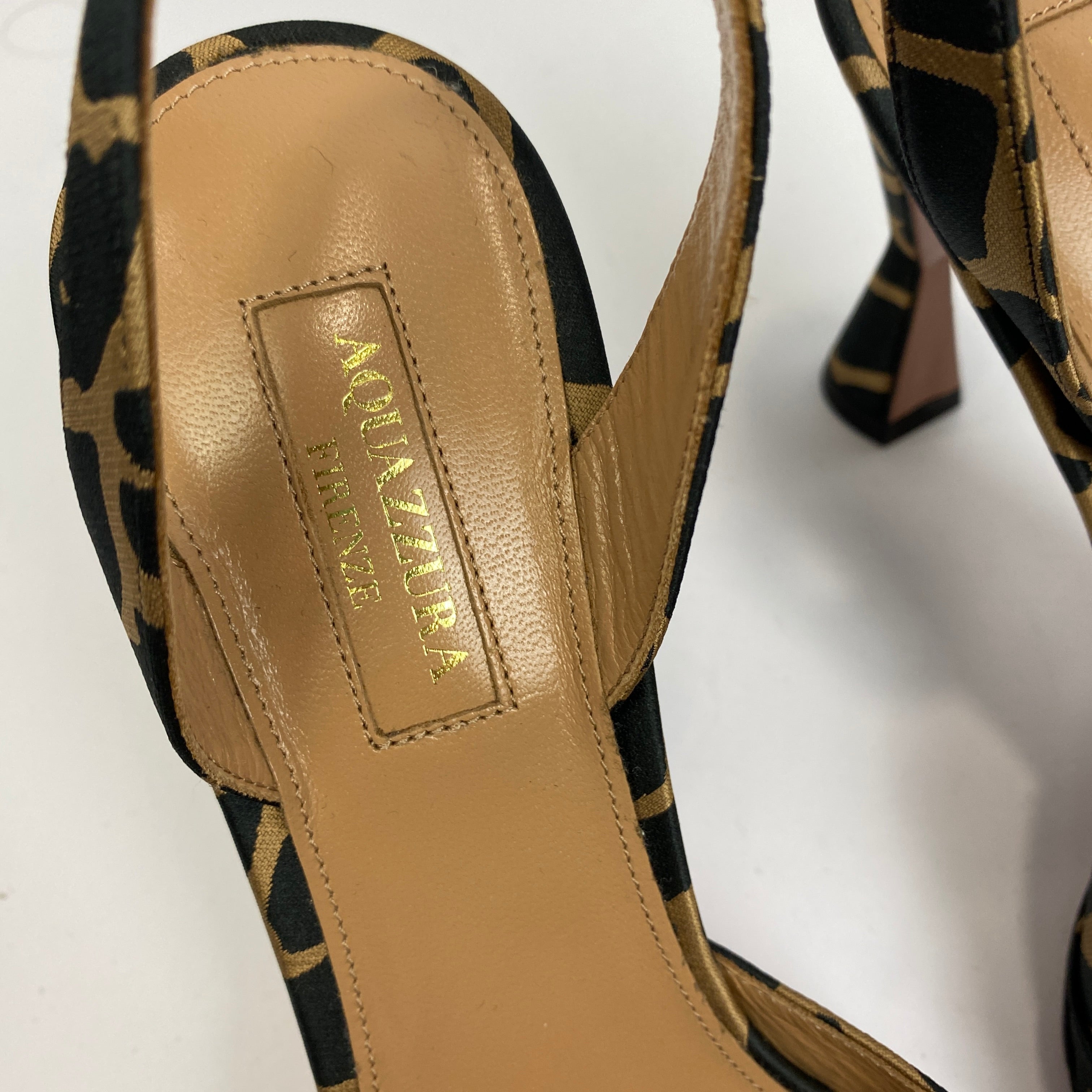 Aquazzura New $850 Leopard Silk Kiki 85 Slingbacks 38