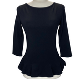 Alaia $1220 Black Viscose Mix Knit Peplum Sweater XS/S