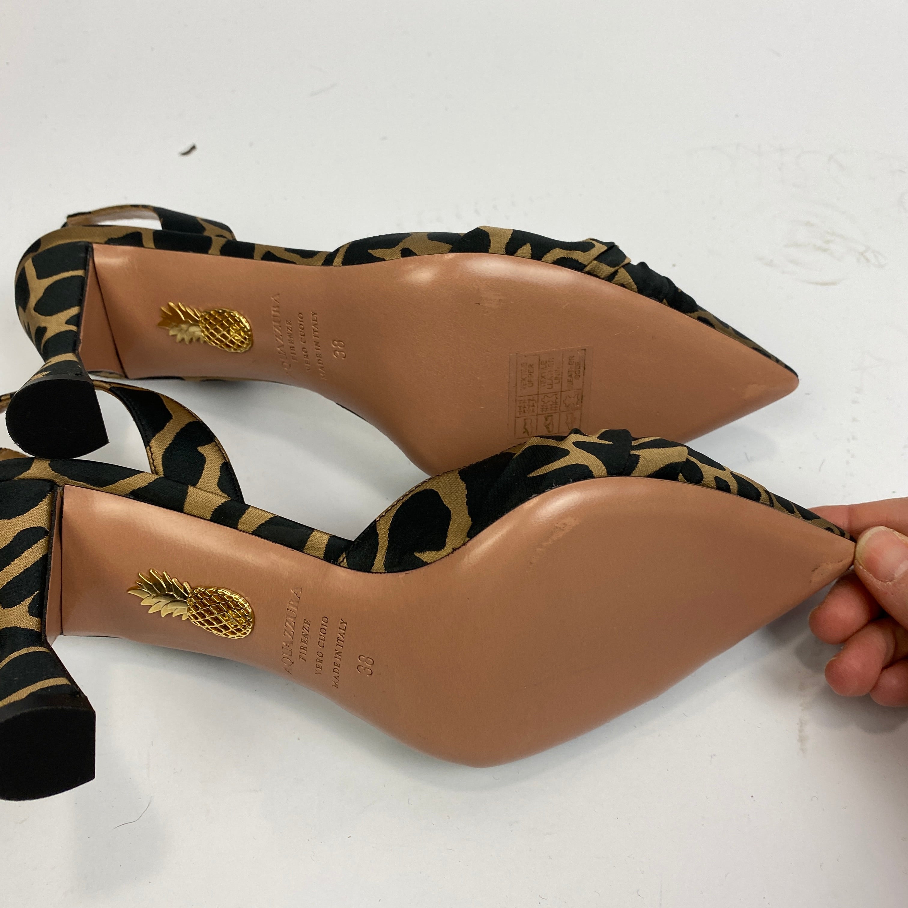 Aquazzura New $850 Leopard Silk Kiki 85 Slingbacks 38