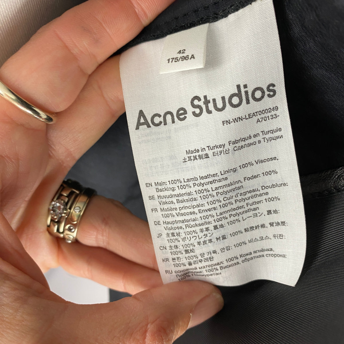 Acne Studios New £2200 Black Leather Zippered Jacket L