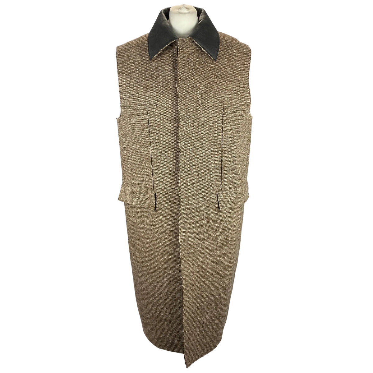 Marni New £2495 Brown Tweed Sleeveless Coat M