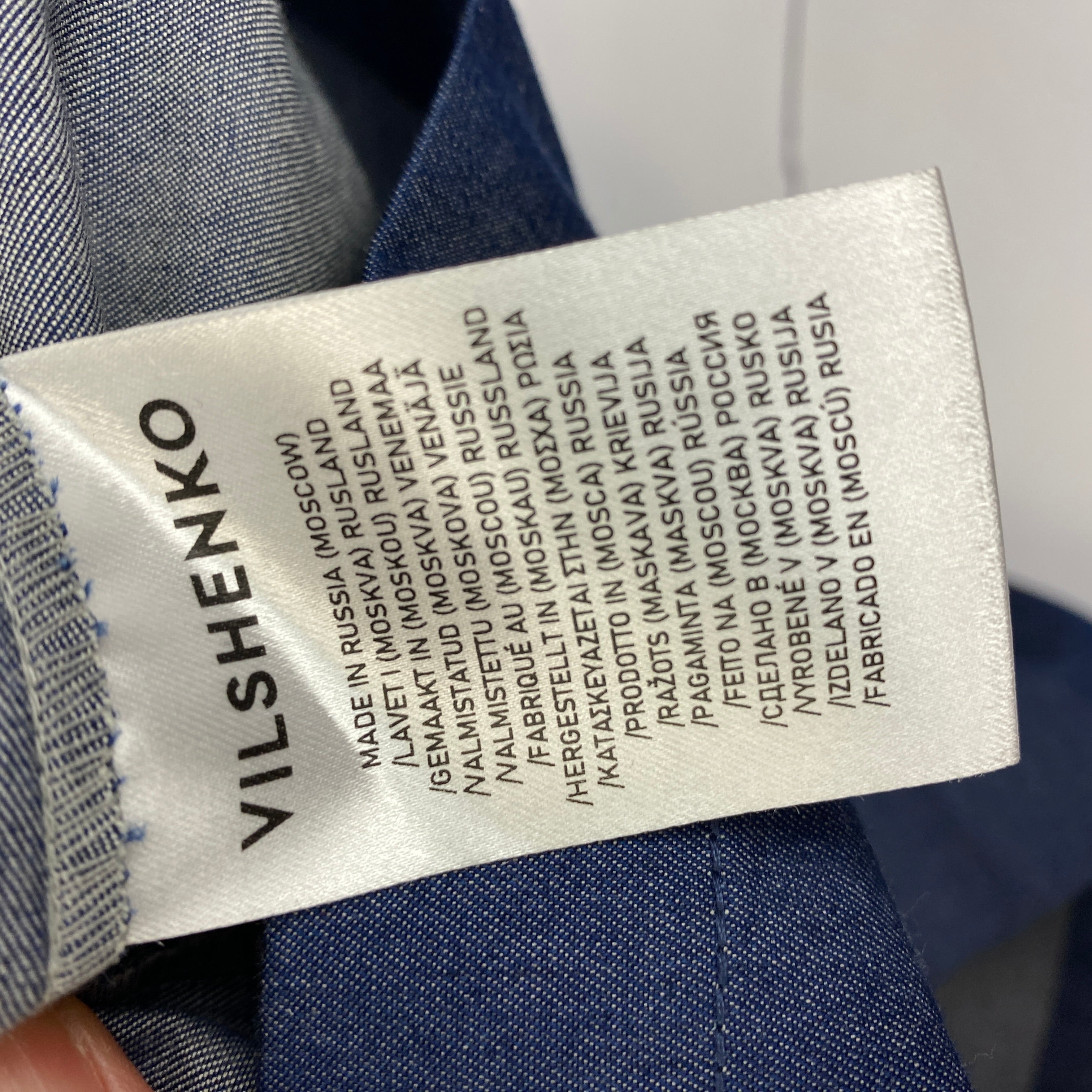 Vilshenko New Blue Cotton Maxi Skirt with Cross-Stitch S