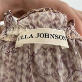 Ulla Johnson Brand New Cream & Plum Print Peasant Top M