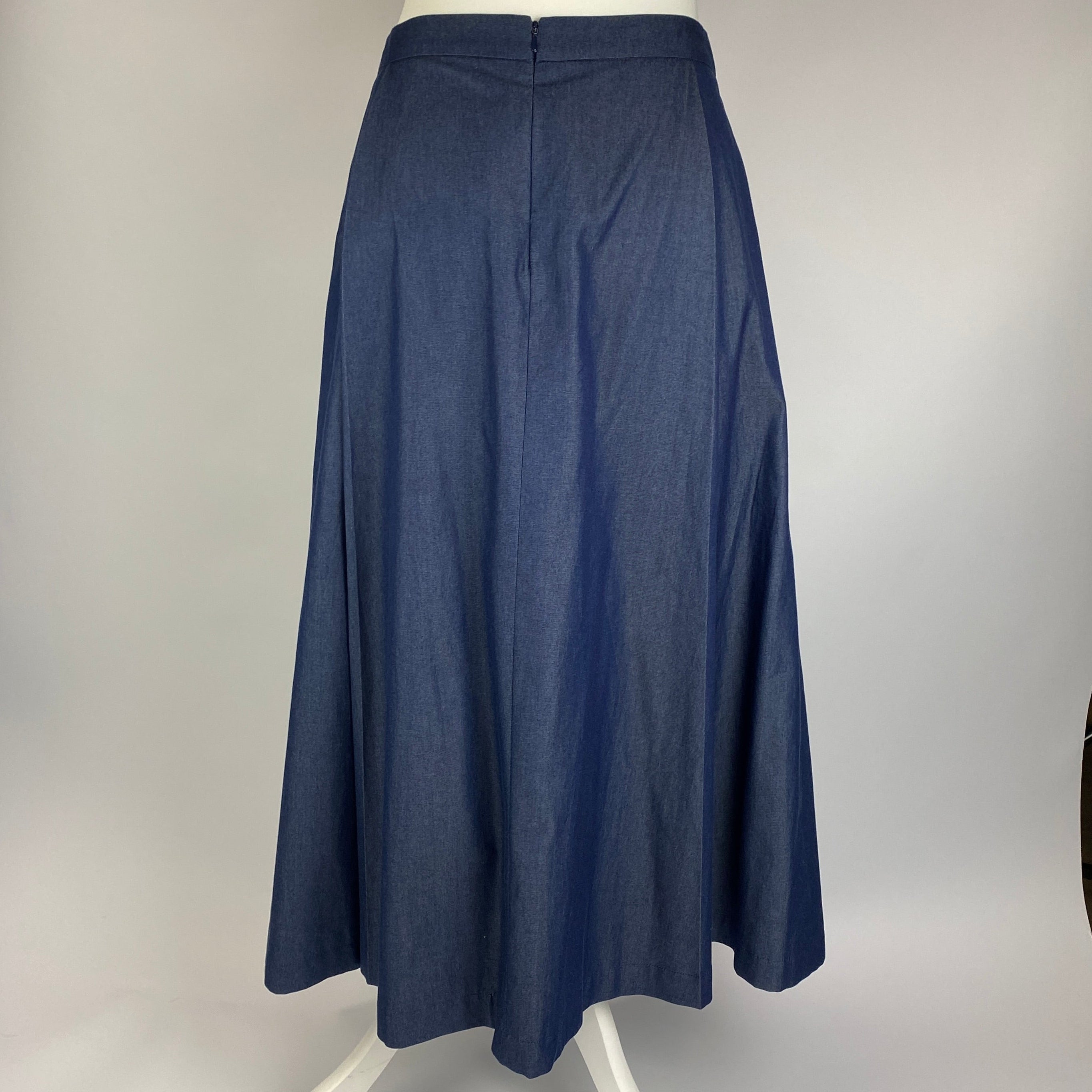 Vilshenko New Blue Cotton Flared Maxi Skirt XS