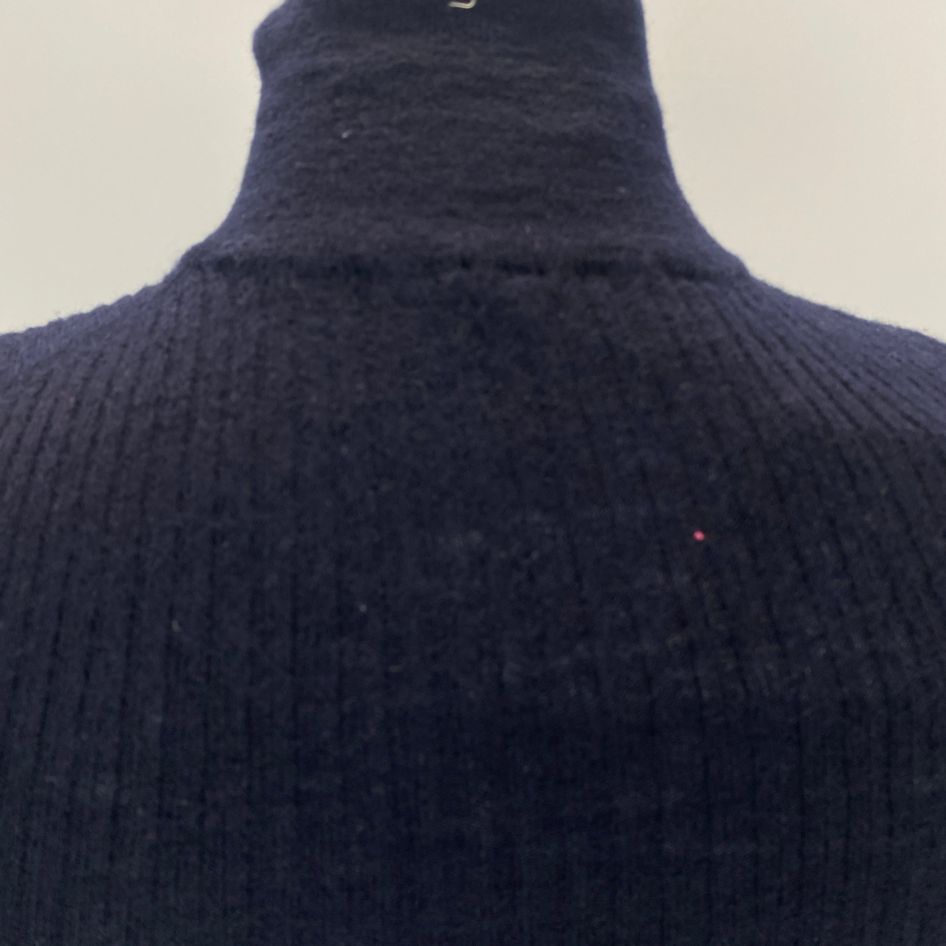 Tibi New £295 Navy Wool Featherweight Rib Zipper Sweater XS