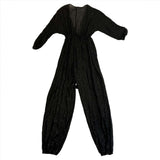 Eres Black Tufted Silk Chiffon Drawstring Jumpsuit M/L