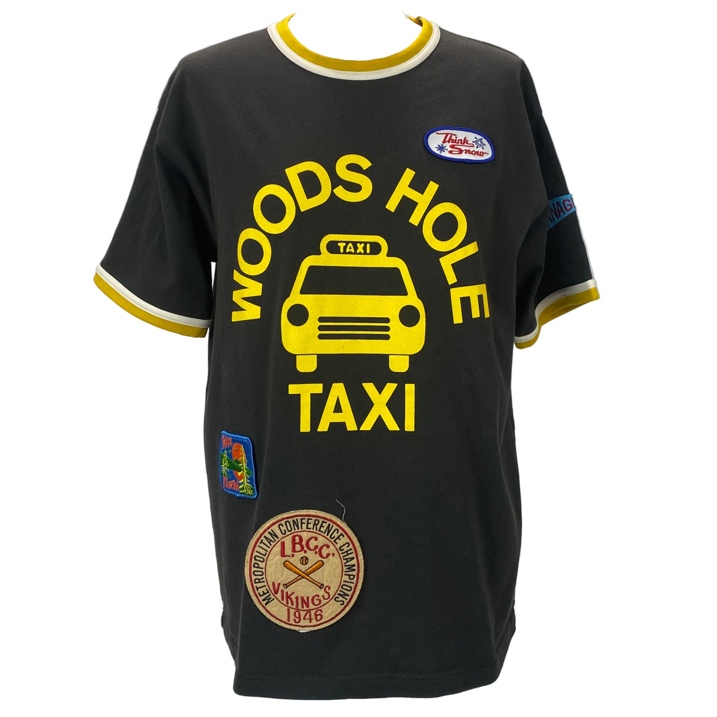 Bode New £325 Brown WOODS HOLE TAXI Applique Tee XS/S/M