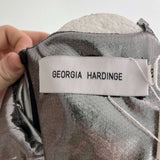 Georgia Hardinge Brand New £350 Silver Lame Plisse Maxi Dress S