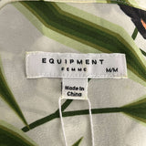Equipment Cream & Green Floral Washed Silk Shirt M