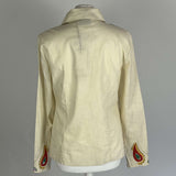 Alemais Brand New £575 Cream Embellished Linen Peggy Shirt S