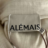 Alemais Brand New £575 Cream Embellished Linen Peggy Shirt S