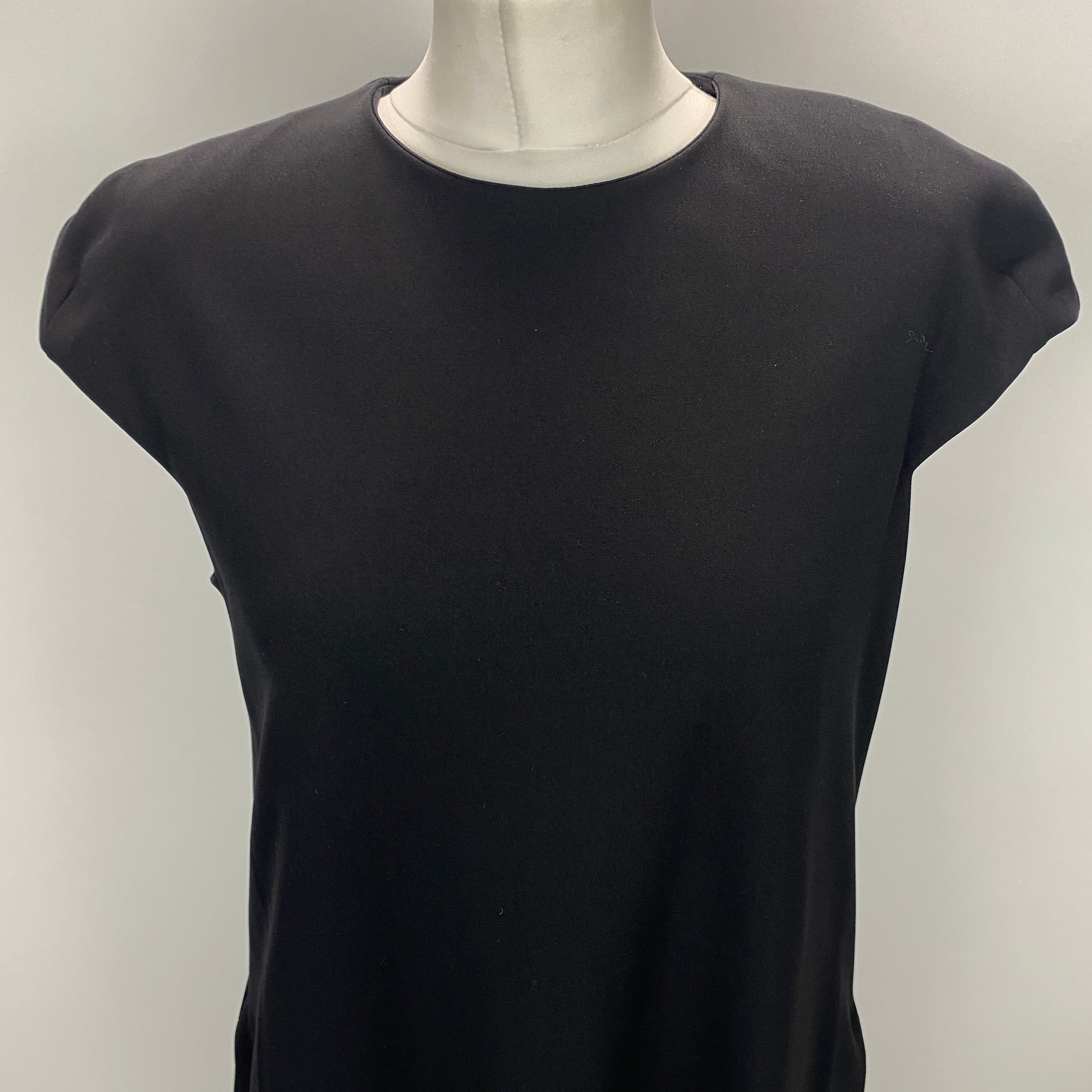 Tibi New £715 Black Stretch Scuba Cap Sleeve Maxi Dress S