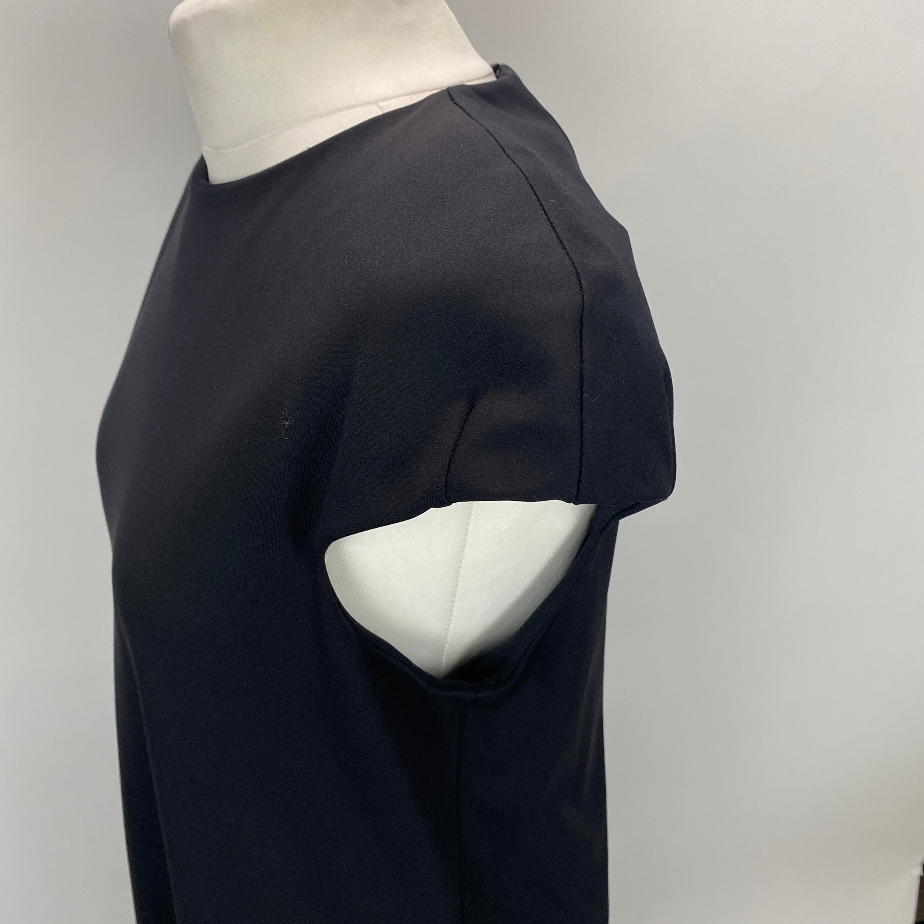 Tibi New £715 Black Stretch Scuba Cap Sleeve Maxi Dress S