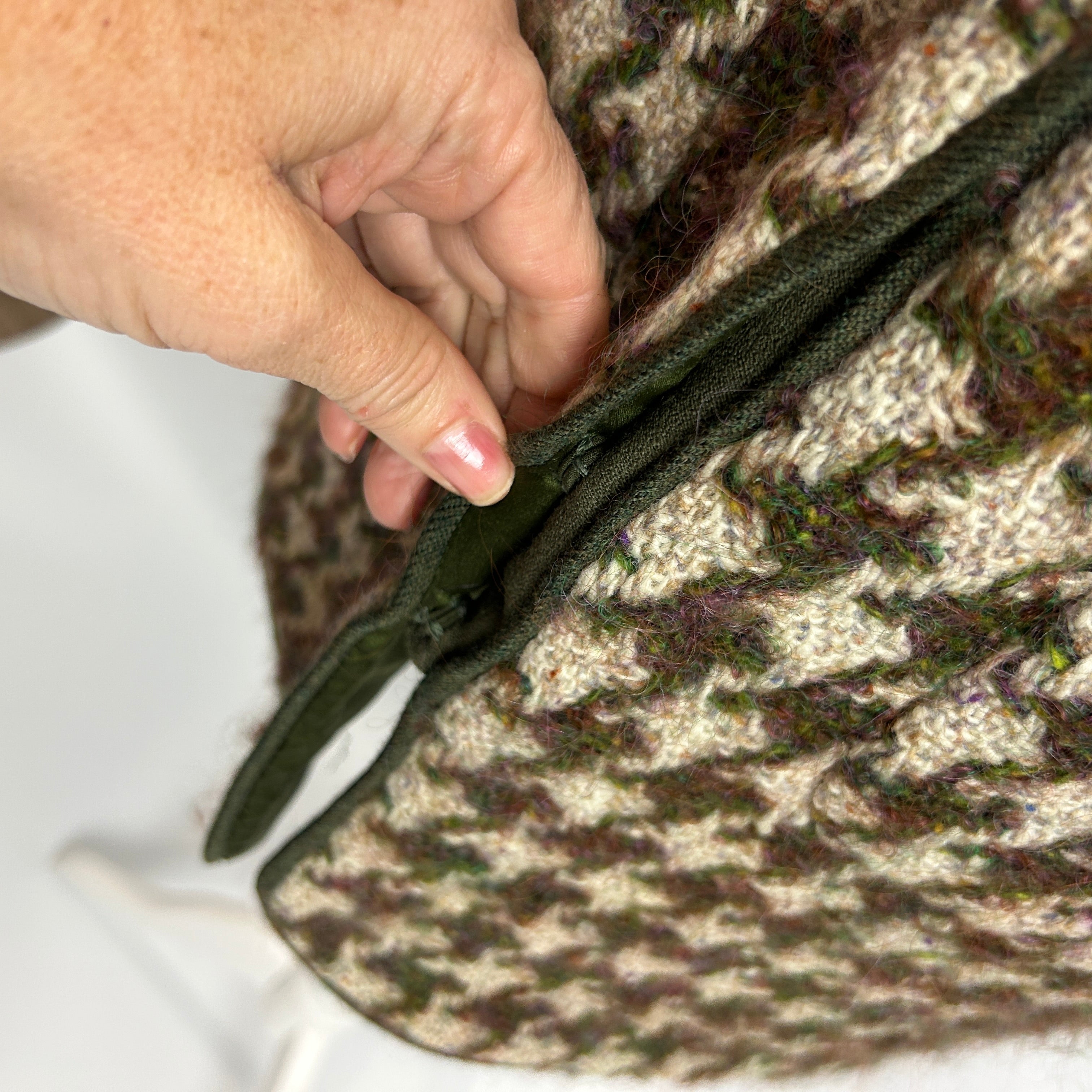 Chanel Vintage Green & Oatmeal Tweed Check Coat/Dress XS/S