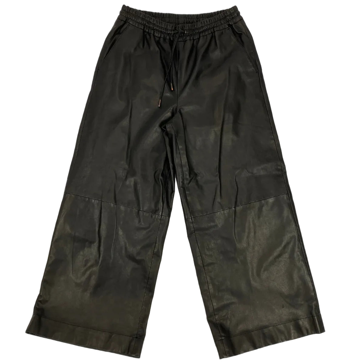 Aligne Black Leather Drawstring Trousers M