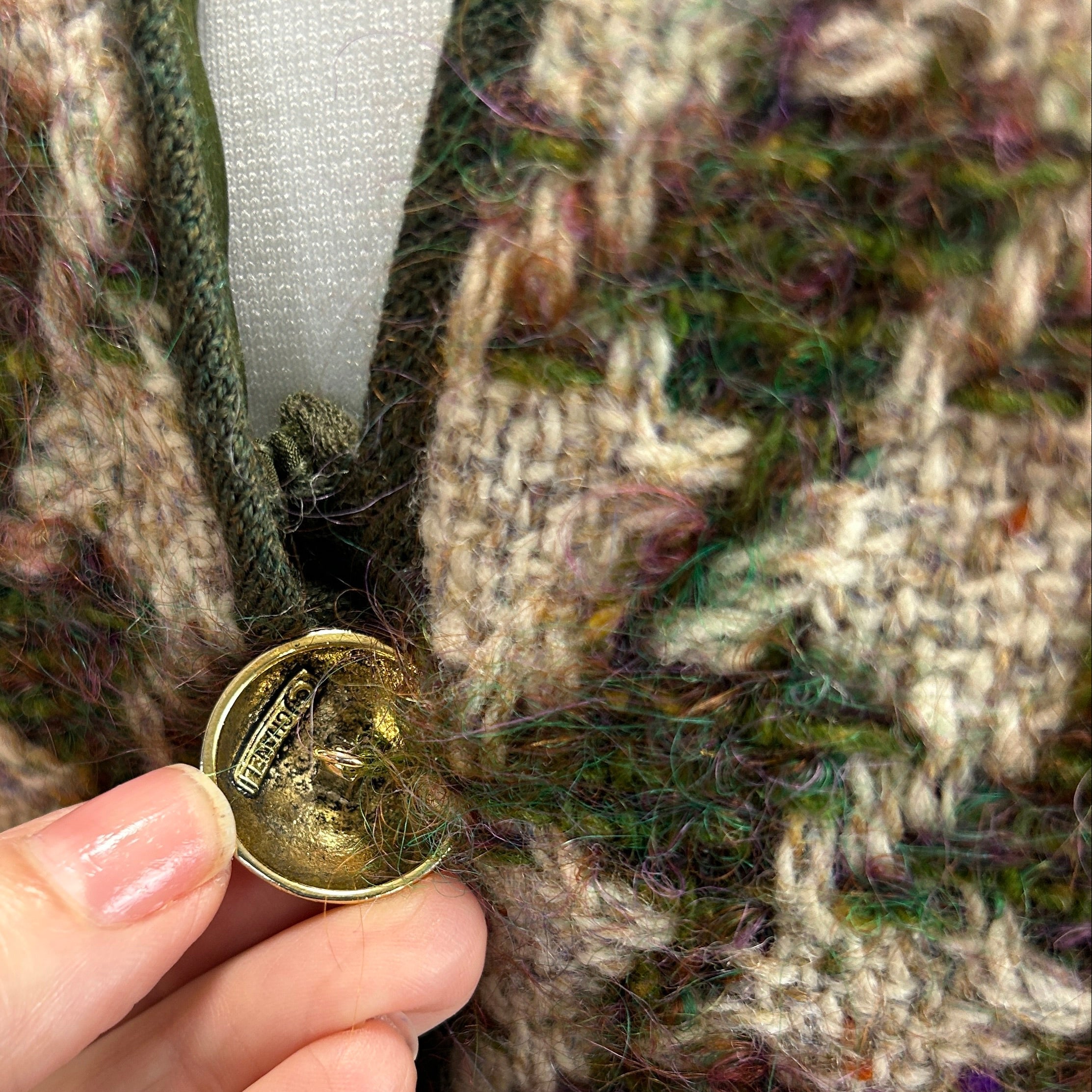 Chanel Vintage Green & Oatmeal Tweed Check Coat/Dress XS/S