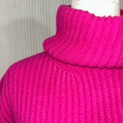 Carolina Herrera Scarlet & Pink Thick Rib Polo Neck Sweater S