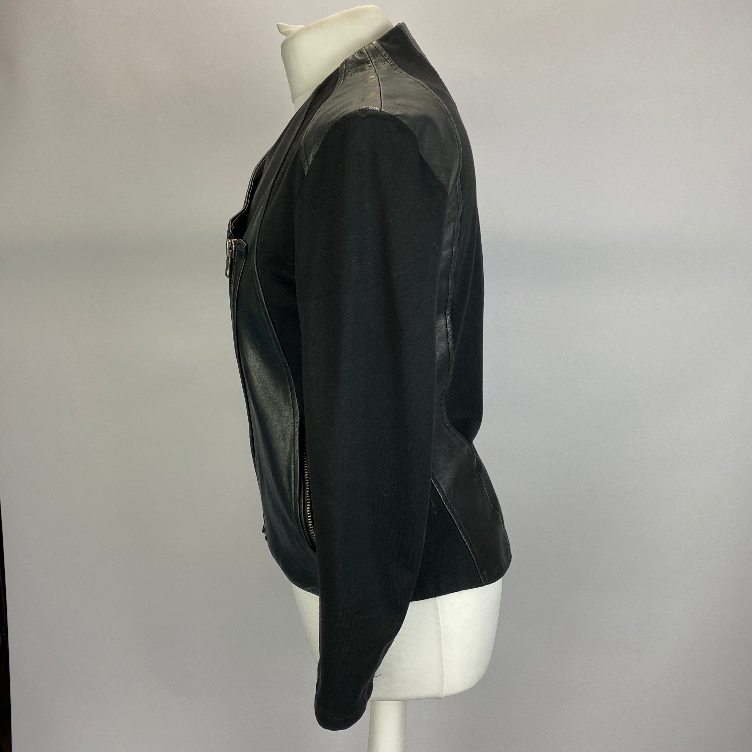 Helmut Lang Black Lambskin & Jersey Moto Jacket M