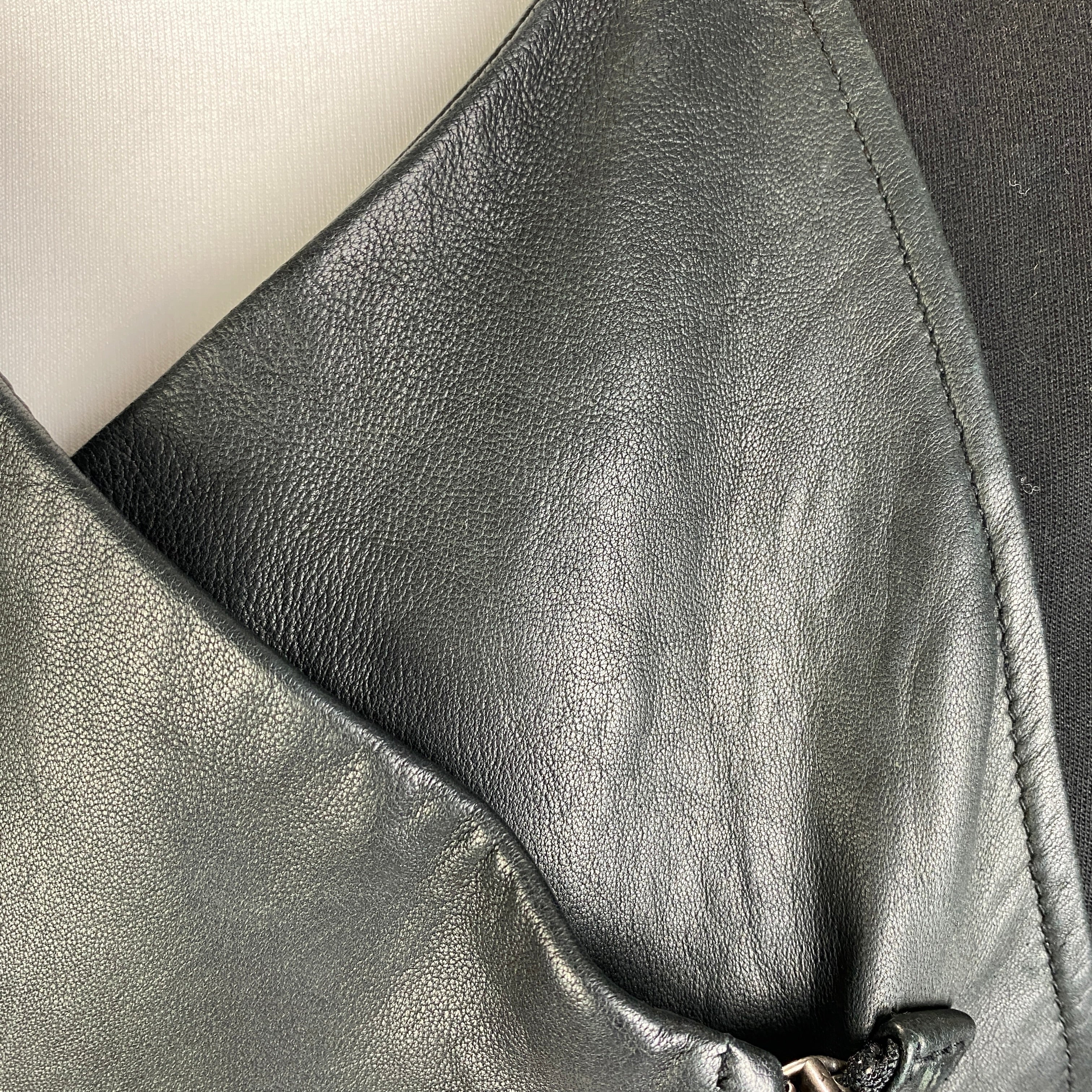 Helmut Lang Black Lambskin & Jersey Moto Jacket M
