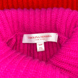 Carolina Herrera Scarlet & Pink Thick Rib Polo Neck Sweater S