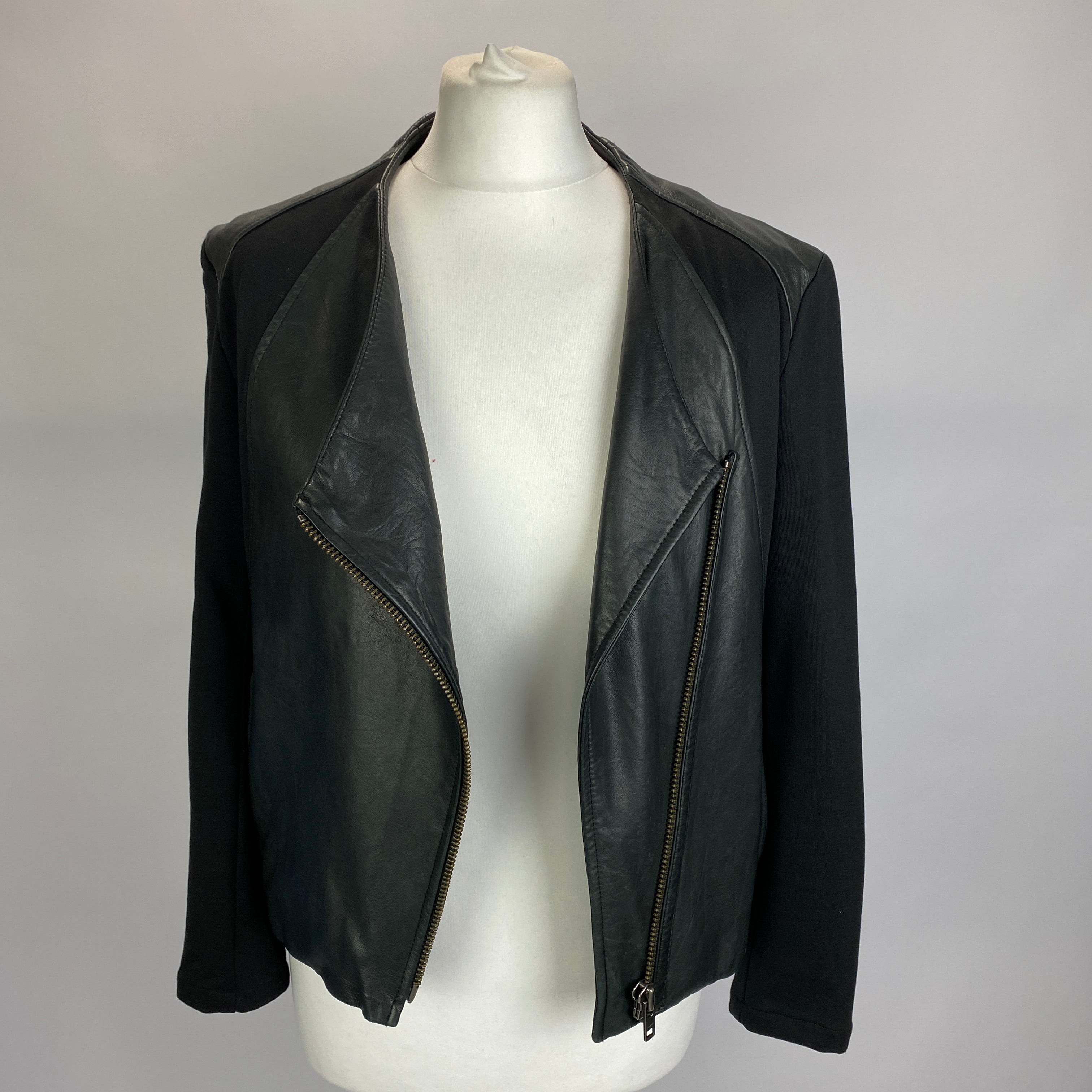Helmut Lang Black Lambskin & Jersey Moto Jacket M