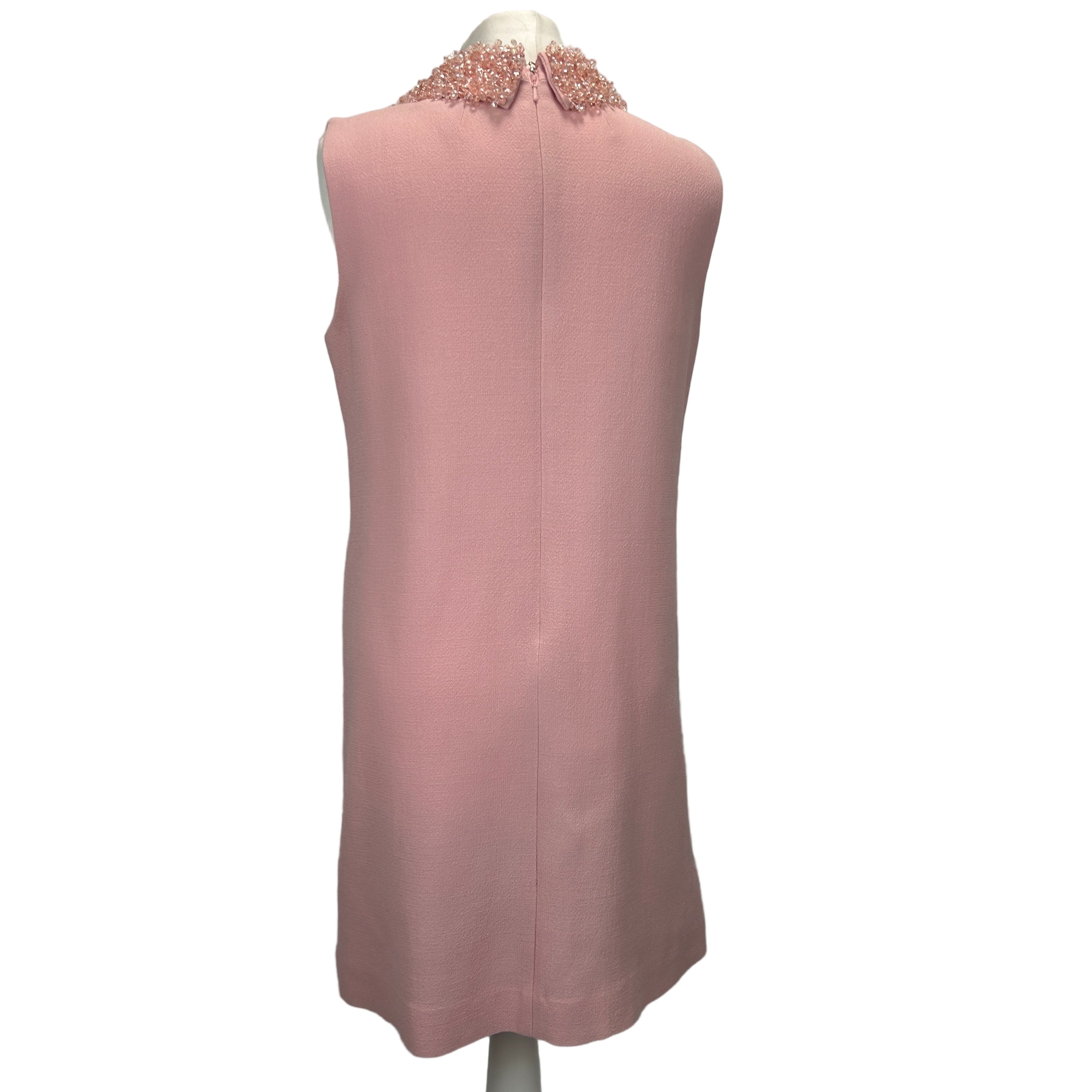 Goat Baby Pink Wool Crepe Dress with Bead Collar M
