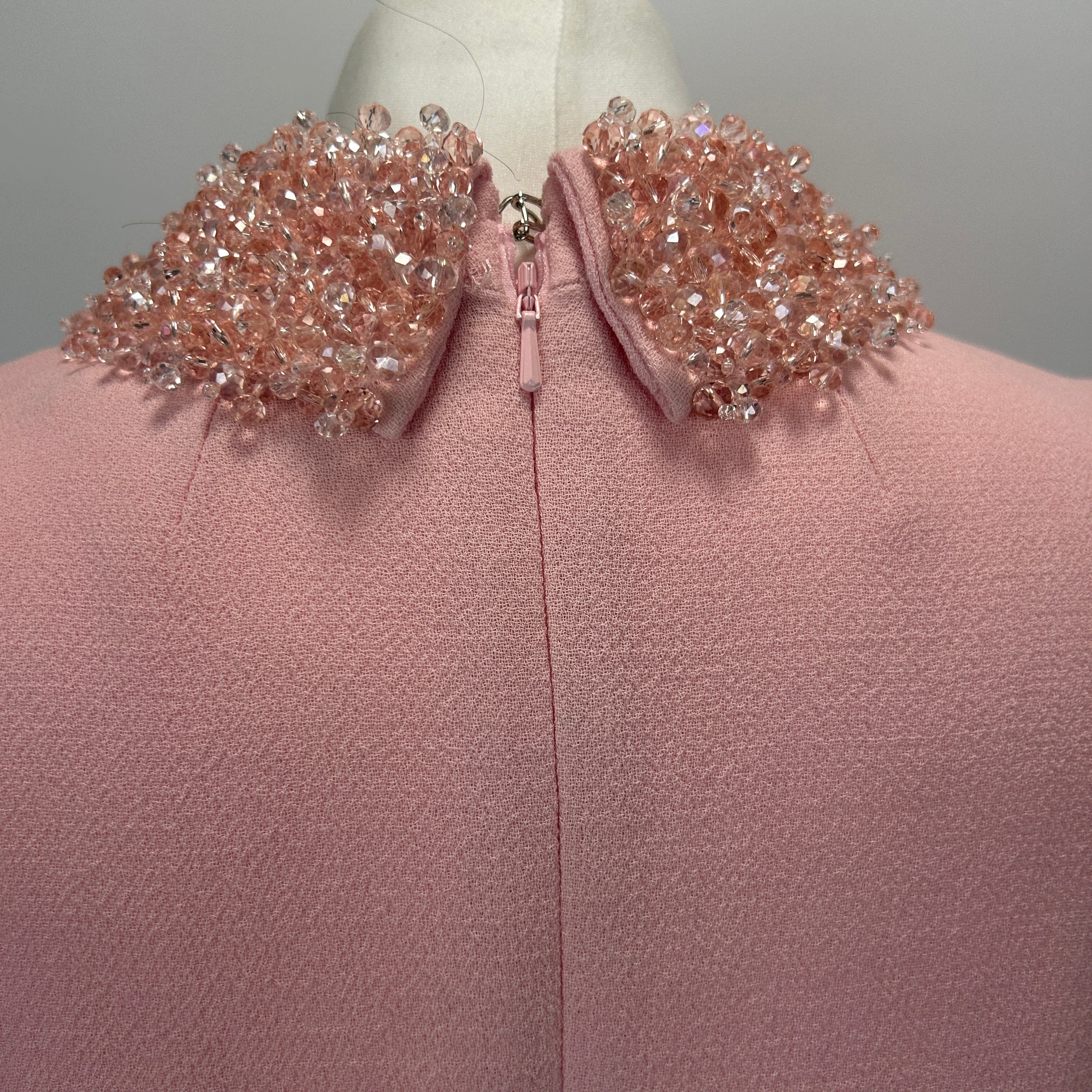 Goat Baby Pink Wool Crepe Dress with Bead Collar M