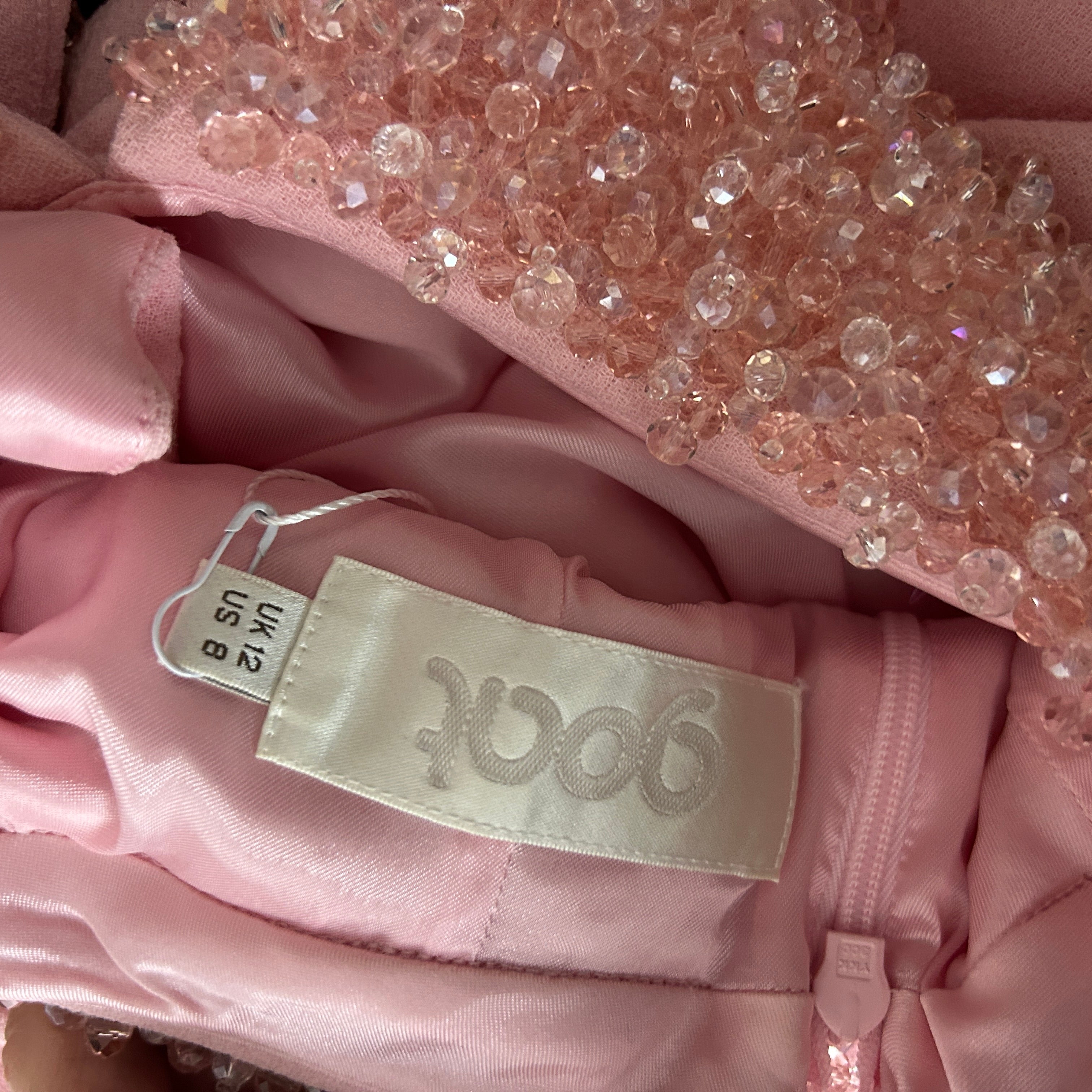 Goat Baby Pink Wool Crepe Dress with Bead Collar M