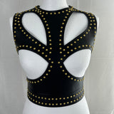 Alexander McQueen Brand New Black Studded Leather Harness Top XS