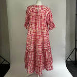 Merlette £359 Fuchsia& Ivory Check Print Cotton Midi Dress S