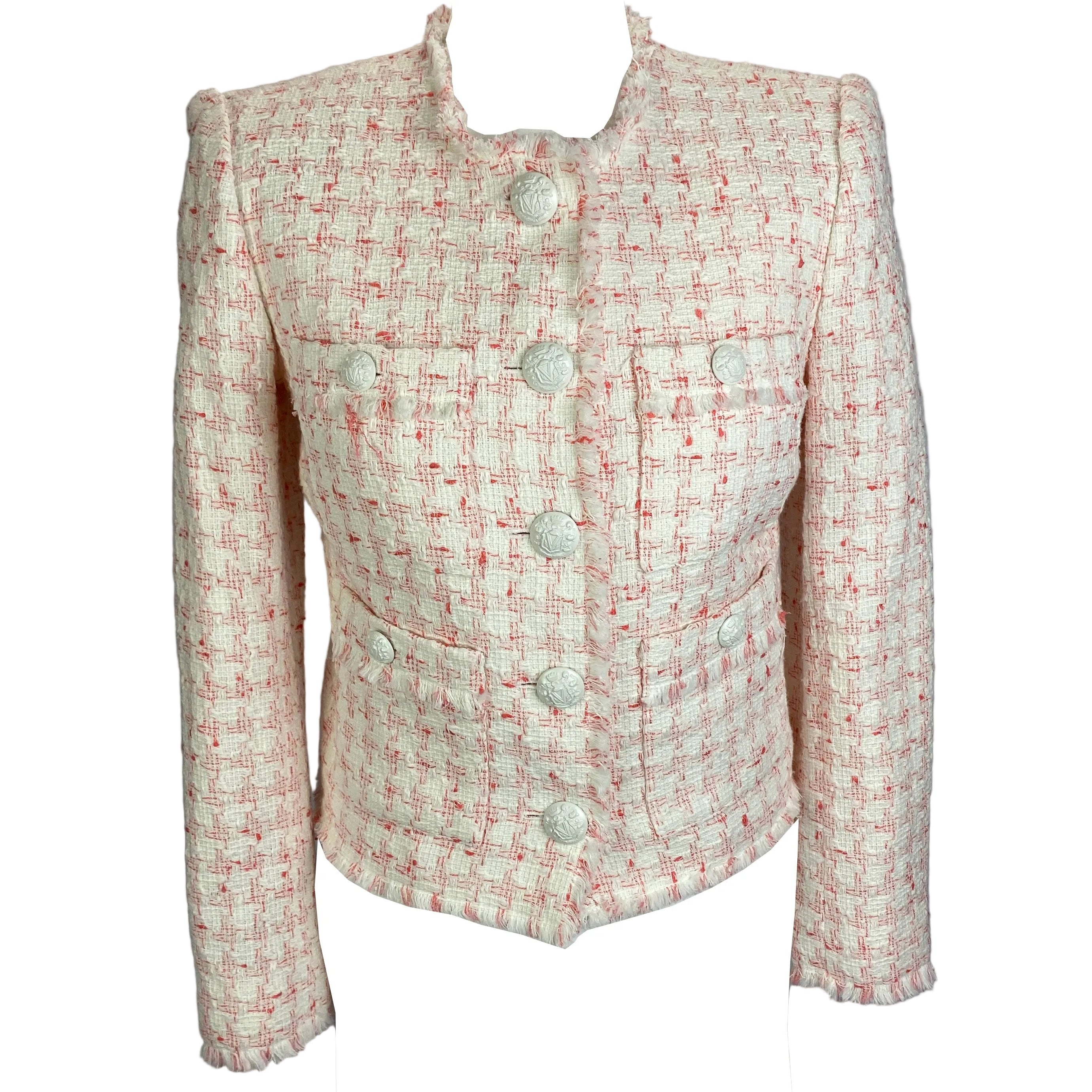 Veronica Beard New £595 Coral/Off-White Olbia Jacket XXS